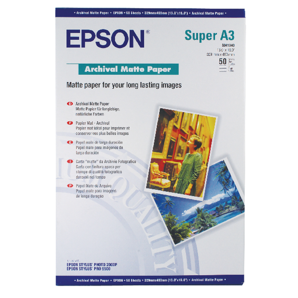Epson A3 Plus Matte Archival Paper 192gsm (50 Pack) C13S041340