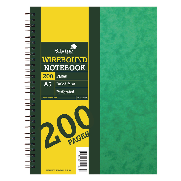 Silvine Wirebound Notebook A5 100 Leaf Ruled Feint (6 Pack) SPA5
