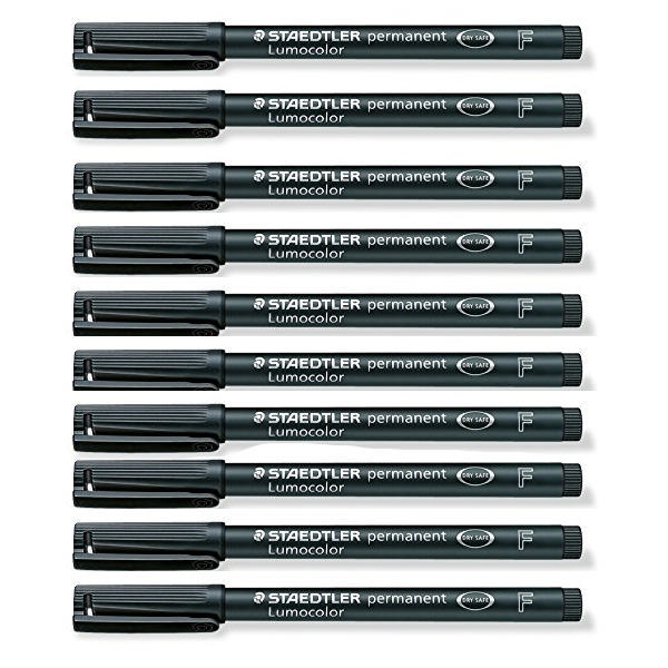 Staedtler Lumocolor Black Fine Tip Permanent OHP Pen (10 Pack) 3